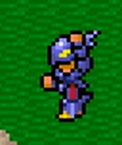 A man in blue dragon-like armor with glowing yellow eyes repeatedly pumps his fist in the air on a grassy background.